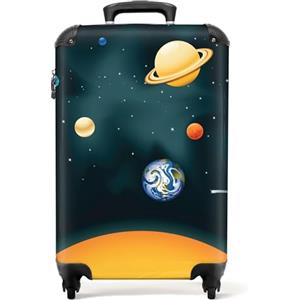 NoBoringSuitcases.com NoBoringSuitcases© Valigia Bambini, Trolley Bambino, | 55x40x20 cm - Ragazzo, Bimbo, Bagaglio a Mano (Pianeti - Blu scuro)