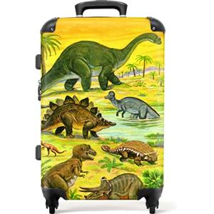 NoBoringSuitcases.com Valigia Bambini, Valigia Grande, Trolley Bambino, Valigia Per Bambini, Lucchetto TSA, Valigia Ragazzo, Valigia Bambino, Valigia Grande 23 kg (67 cm - 72 L), (Dinosauri - Giallo)