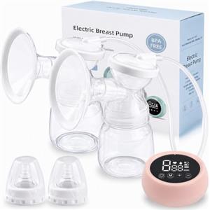 Focenat Tiralatte elettrico, Tiralatte elettrico indossabile, Tira latte neonati, Breast pump, 3 Modalità e 9 Livelli, Tira Latte con Display LCD, Senza BPA, per Viaggi e Casa (Rosa)