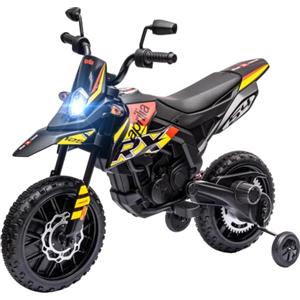 AIYAPLAY 12V APRILIA Moto Elettrica per Bambini 37-96 Mesi, Giallo | Doppi Motori, Motorino Elettrico, Rotelle di Supporto Rimovibili, Fari, Porta USB e Musiche, 6 km/h, Capacità 30kg