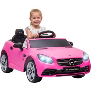 AIYAPLAY Macchina Elettrica per Bambini 3-6Anni 12V Mercedes SLC 300 Rosa | 3-5km/h, 2 Motori, Sospensioni, Telecomando, Musica, Clacson, Fari, Auto Elettrica per Bambini, PP e Metallo