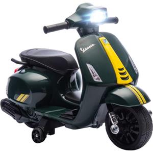 AIYAPLAY Moto Elettrica per Bambini Licenza Vespa Ufficiale 6V Verde Scuro | Motorino per Bambini, Batteria Ricaricabile e Rotelle, Luce e Clacson, Età 2-4 Anni