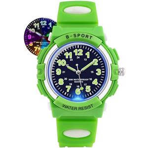 DTKID Orologio Bambini Analogico, Luci 7 Colori, Impermeabile 3 ATM | Illuminazione colorata, movimento al quarzo, materiale in pelle, adatto per regali di 5-18 anni