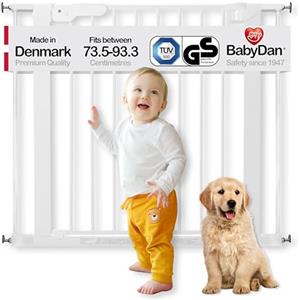 BabyDan Premier, Cancelletto per scale a pressione, 73,5-93,3 cm, Cancelletto per bambini, metallo, bianco, Made in Denmark - (Cancelletto per animali domestici)