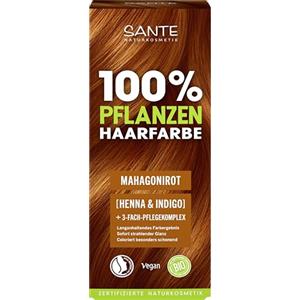 SANTE Naturkosmetik Tintura per capelli vegetale, rosso mogano, 100 g, colorazione naturale con henné biologico e indaco, colorazione per capelli senza ammoniaca e perossido, vegana e