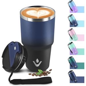 KollyKolla Tazza Termica 600ml 20oz, Bicchiere Termico con Doble Pared Reutilizable, Borraccia Termica in Acciaio Inox, Tazza da Viaggio per Caffe, Termos Caffè para Viajes, Oficina, Deporte, Escuela