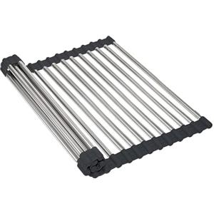 Amig - Scolapiatti pieghevole Hidro - 46,5 x 29,5 x 1 cm - Acciaio inox - Colore inox - Scolapiatti da lavello - Per asciugare piatti, verdure o frutta - Organizzatore da cucina