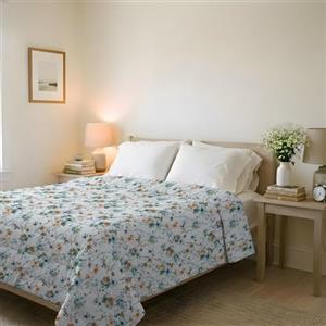 Italian Bed Linen Trapuntino Estivo Linea KARMA Made in Italy Copriletto Stampato in Morbida Microfibra - Trapunta Primavera Estate Mezza Stagione - Ramage, Matrimoniale 250x240cm