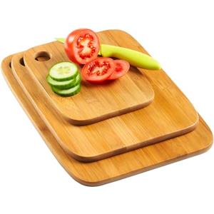 Wintem Set 3 Taglieri con Foro per Aggancio in Bambù - 3 Dimensioni Differenti - Facili da Pulire e da Riporre - Resistenti e Ideali anche come Vassoi - la Superficie Lisica non Trattiene Odori