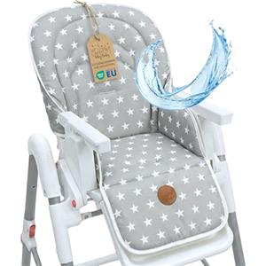 Totsy Baby Cuscino per seggiolone riduttore seduta bambini coprisedile seggiolone | coprisedile per seggioloni Chicco Polly Peg Perego universale imbottito idrorepellente antiscivolo resistente Stelle Grigie