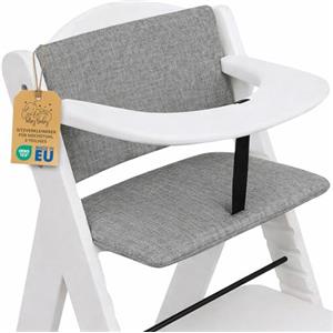 Totsy Baby Cuscino per seggiolone bambino 2 pezzi riduttore seduta coprisedile | Coprisedile per Hauck scala legno schienale idrorepellente velcro fatto mano imbottito morbido bambino Grigio