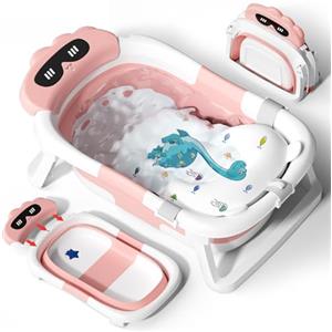 COOSEYA Vaschetta Bagnetto Neonato, Vasca Bagnetto Per Bambini 0-18 Mesi, Supporto Per Neonati, Portatile Da Viaggio Pieghevole, Rosa