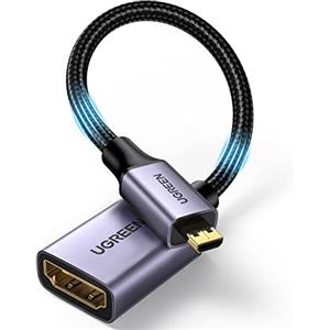 UGREEN Cavo Micro HDMI a HDMI 4K 60Hz Adattatore Maschio a Femmina 25 cm | in Nylon Intrecciato 3D ARC Bidirezionale Compatibile con Laptop Cámara Fotocamera ASUS Zenbook Yoga
