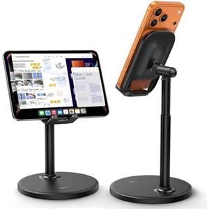 Lamicall Supporto Telefono Scrivania Regolabile [Altezza/Angolo Regolabili] | Porta Cellulare da Tavolo con Base Metallica Stabile, Supporto Universale per iPhone/Android e 4-10" Smartphone & Tablet