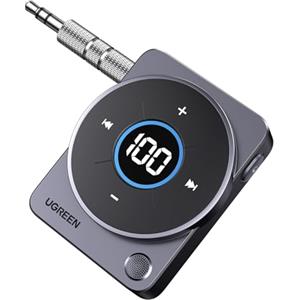UGREEN Ricevitore Bluetooth 5.4 Adattatore Jack 3.5mm Aux Auto Audio | Pulsante Multifunzione Luce RGB per Autoradio, Auto Altoparlante Domestico Amplificatore 20h di Autonomia