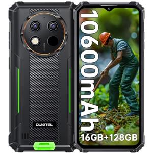 OUKITEL G1S Rugged Smartphone Android 15, 10600mAh 12(4+8) GB RAM + 128GB ROM, Display 6,52" HD Octa-core Telefono Indistruttiblie, Fotocamera 13MP + 5MP, NFC/OTG/Dual SIM 4G (Verde)