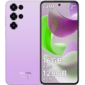 OUKITEL C68 Smartphone Android 15-16(4+12) GB RAM + 128GB ROM/TF 1TB, 7,2" HD+ 120Hz Octa-Core Callulare, Batteria 6000mAh, 64MP+8MP Fotocamera,GPS/OTG/Dual SIM 4G Viola