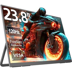 UPERFECT 24" 120Hz QLED Monitor Portatile, FHD 1080P 125% sRGB 2000:1 | 400 Nit 0.1ms, Supporto Regolabile 180°, USB C HDMI per PC Laptop Console di Gioco, Compatibile con VESA, Corpo in Metallo