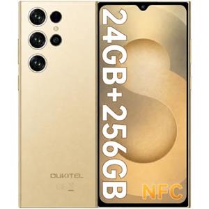 OUKITEL C61 Pro Smartphone 6.88" HD+ 90Hz In-Cell, 24(8+16) GB RAM + 256GB ROM Telefono, Android 15 Octa-Core, 5150mAh 13MP+5MP, Cellulare Dual SIM 4G/Impronte Digitali/NFC/GPS/BT5.0 Oro