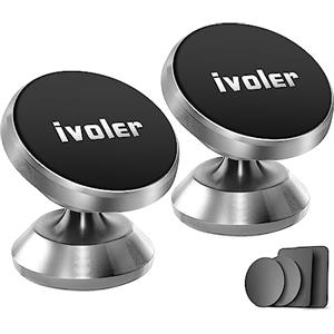 ivoler Porta Cellulare Auto Magnetico Supporto Telefono [2 Pezzi] -Argento | Supporto Smartphone per Auto, 360 Gradi di Rotazione Universale Porta Telefono Auto per iPhone, Samsung, Xiaomi, Honor