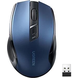 UGREEN Mouse Wireless 2.4 GHz Ergonomico Silenzioso 4000 DPI USB Blu | 5 Livelli Durata Batteria 18 Mesi per PC Mac Laptop Windows macOS Linux