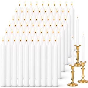 KEARLGMBH Lot of 100 Candele Affusolate,Candele Bianche Lunghe,Candele Decorative | Piccola Dimensione (1,1 cm x 10 cm) ,Candele non profumate - ideali per Chiesa, Matrimonio, Cene e Cerimonie Religiose
