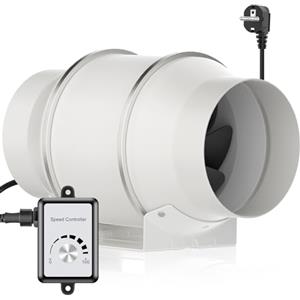 HG Power 150mm Ventola di Aspirazione con Regolatore di Velocità 100-240V Silenzioso Ventilatore di Scarico 647m³/h Ventilazione da tubo per Cucine Bagni Garage