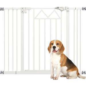 PawHut Cancellino per Cani con 4 Viti Regolabili, 74-100x76cm, Bianco | Nastro Adesivo, Cancello per Cani, Cancelletto per Cani, Metallo e Plastica