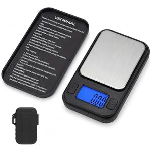 Diyife Ultra Mini Bilancia Tascabile, 0.01g/200g, 4.2*7.6CM, Display LCD | 8 Unità,Tara,Spegnimento Automatico, Dotato di Scatola Portaoggetti, per Alimenti, Gioielli, Farmaci, Nero
