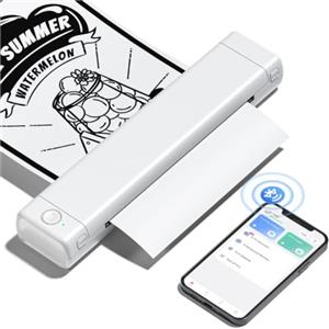 Phomemo M08F Stampante Termica Portatile A4, Stampante + 10PCS Carta | Senza Inchiostro con Batteria Ricaricabile. Stampa Nitida e Silenziosa, Compatibile con Smartphone e PC per Casa e Ufficio