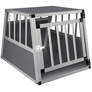 EUGAD Trasportino Cane Auto, Singolo Trasportino Cani in Alluminio | 54x69x51cm, per Cani Piccoli, con Chiusura,Robusto Kennel Cani per Trasporto Viaggio,Gabbia per Cani Auto,Grigio