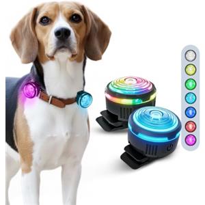 PAJ GPS PAJ 2X Luce LED Ultraluminosa per Cani, Adatto a Tutti i Collari/Pettorine | Cani Piccoli, Medi e Gatti - Regolazione Flessibile - 100% Impermeabile - 7 Colori Diversi - Sicurezza e Visibilità Notturna