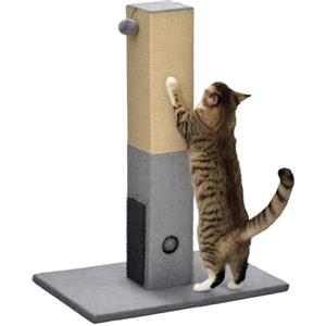 PawHut Albero Tiragraffi per Gatti 5 kg max 59.5x39x79 cm Grigio | 2 Palline Giocattolo, Spazzola, Torre per Gatti, in Truciolato Iuta e Peluche