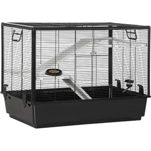 PawHut Gabbia per Porcellino d'India e Criceti con Maniglia 80x48x58cm Nera | Serbatoio d'Acqua, Rampa, Piatto per Cibo