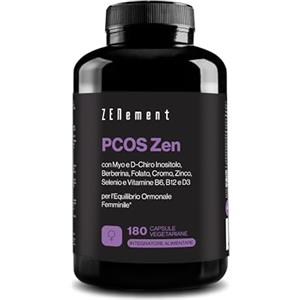 Zenement PCOS Zen, Mio/D-Chiro-Inositolo 105:1, Berberina Liposomiale, Zenement | con Cromo, Zinco, Selenio e Vitamine B6 (Regolazione Ormonale), B9, B12 e D3, Vegetariano, 180 Capsule, 45 Giorni