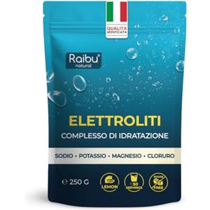 RAIBU Elettroliti Senza Zucchero - Sali Minerali con Magnesio, Potassio, Sodio e Cloruro - Gusto Limone - Idratazione ed Equilibrio Elettrolitico - Ideale per lo Sport e la Vita Quotidiana - Vegano