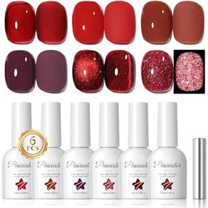 PEACECOLOR Smalto Semipermanente Unghie 10ML, Rosa Bianco Series 6 Colori Smalti Semipermanenti per Unghie Soak Off UV/LED Gel Polish per Principiante Smalto Gel Professionali Kit Manicure Regalo