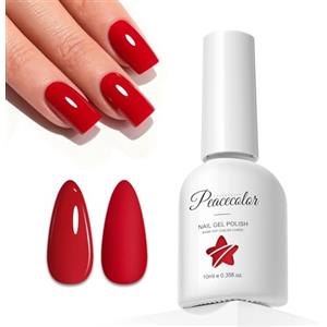 Peacecolor Smalto Semipermanente Unghie Rosso, 10ML Soak Off Smalto Unghie UV Gel Polish, Smalto per Unghie Semipermanente French Manicure Fai da Te a Casa