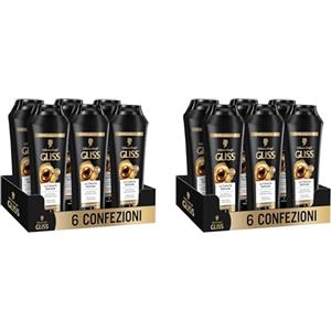 Schwarzkopf Gliss Ultimate Repair, 12 confezioni di Shampoo con Keratina Liquida ed Estratto di Perla Nera, Trattamento Riparatore per capelli danneggiati e secchi, 12 x 250ml