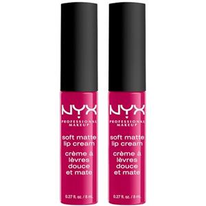 NYX Professional Makeup Soft Matte Lip Cream Tinta Labbra Tonalità Madrid Lunga Durata Finish Matte Cremoso Leggero Colore Extra Pigmentato - 2 Rossetti da 8ml