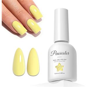 PEACECOLOR Smalto Semipermanente per Unghie, 10ml Giallo U V/LED Smalti Semipermanenti Professionale Gel Nail Polish, Nail Art Manicure Salone
