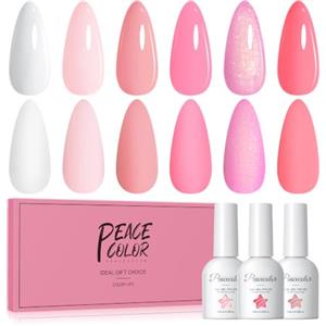 PEACECOLOR Smalto Semipermanente Unghie 10ML | Rosa Bianco Series 6 Colori Smalti Semipermanenti per Unghie