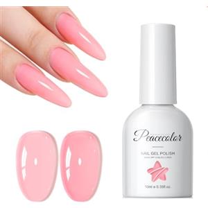 Peacecolor Smalto Semipermanente Unghie Rosa Trasparente, 10ML Soak Off Smalto Unghie Jelly Gel Nail Polish, Smalto per Unghie Semipermanente French Manicure Fai da Te a Casa