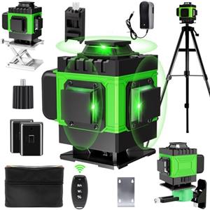 Housiwill Livella Laser con Treppiede, 16 Linee Livella Laser Autolivellante 360, con 2 Batterie, con Staffa a Parete, Telecomadon, per Lavori Costruzione e Decorazione D'interni