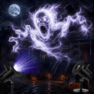 ZeahVeyora Esposizione esterna della luce del proiettore di Halloween del | Luce di proiezione dinamica a onde d'acqua per cortile, porta del garage, parete, finestra, casa infestata