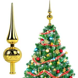 YUEXNKO Punta per Albero di Natale Opaco,Puntale Albero di Natale Vetro,Puntale per Albero di Natale 23 cm,PuntaleAlbero di Natale Cima,Punta Albero di Natales Vetro per Decorazione Albero diNatale