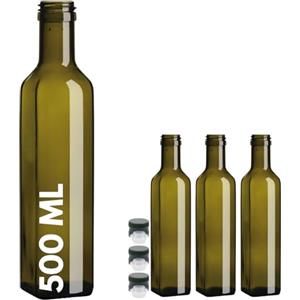 acquaverde | 3 Bottiglie Marasca in Vetro Scuro Uvag, Bottiglia per Olio e Liquori da 500 ml con Tappo Dosatore