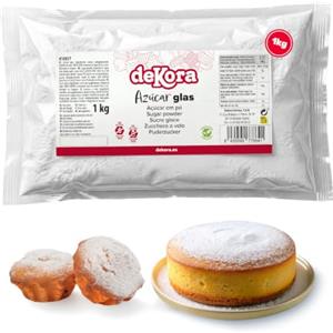 dekora - Zucchero a Velo 1 kg per Dolci, Glasse, Torte, Biscotti e Cupcake | Fine e facile da miscelare; adatto ai vegetariani, senza glutine, lattosio e proteine del latte, per ricette da condividere.