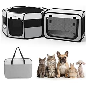 BMaoBBo Box portatile 2 in 1 per gatti, 152,4 x 50,8 cm, grande box per animali domestici con lettiera staccabile, box pop-up per interni ed esterni, cuccia per cuccioli per gatti/cani di piccola taglia