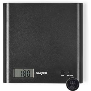 Salter 1066 BKDRAS15 Arc - bilancia da cucina digitale, massima precisione, pesa cucina, design sottile, display LCD, funzione Azzeramento e Aggiungi e pesa per pesare più ingredienti, nero